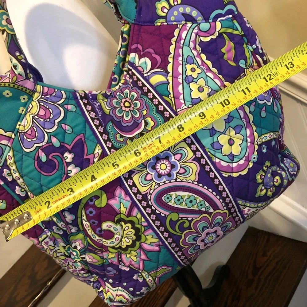 VERA BRADLEY Purple Turquoise Quilted Paisley Shoulder Bag Crossbody Adj. Strap - Picture 10 of 16
